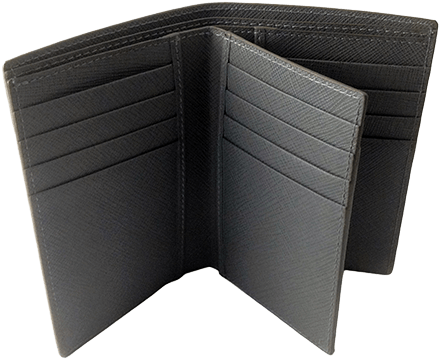 Textured Calfskin Bifold Vertical Wallet Calfskin Lining